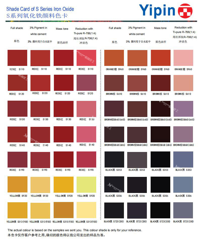 一品S系列氧化铁颜料色卡