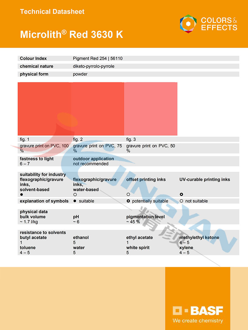 巴斯夫3630K纳米颜料TDS技术数据报告