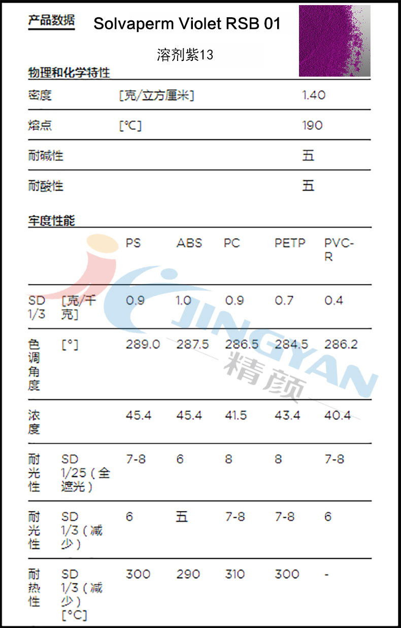 科莱恩染料紫RSB数据表